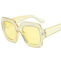 Gafas de sol cuadradas con montura de pedrería amarilla y lentes amarillas a juego - Marco Amarillo Lente Amarillo