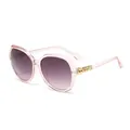 Stylish pink oversized polygonal sunglasses with gradient lenses and gold temples - Pink