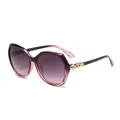 Oversized polygonal sunglasses for women with purple gradient lenses and gold temples - Purple