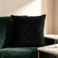 Διακοσμητική θήκη μαξιλαριού από μαύρο βελούδο με κομψό σχέδιο υφής διαμαντιών - 44x44 Τετράγωνο (Χωρίς Εσωτερικό) / Μαύρο