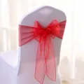 Elegant bright red organza chair bow sash for wedding and banquet decorations - 1 Piece / Red