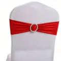 Rode elastische stoelsjerp met strass gesp voor bruiloft en banket stoel decoratie - Rood