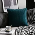Premium dark teal velvet square cushion cover with elegant pleated ripple texture - Teal