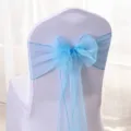 Light blue organza chair bow sash for wedding decoration - 1 Piece / Light Blue