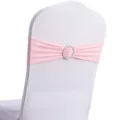 Roze elastische stoelsjerp met zilveren ronde gesp voor bruiloft decoratie - Roze
