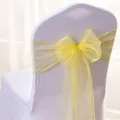 Elegant yellow organza chair sash bow decoration for wedding banquet hotel party chairs - 1 Piece / Yellow