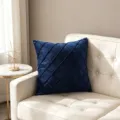 Navy blue velvet throw pillow cover with elegant diamond pintuck pattern for sofa - 50*30cm (Without Filling) / Navy Blue