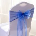 Royal blue organza chair sash with elegant butterfly bow for wedding event decoration - 1 Piece / Sapphire Blue