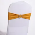 Gele elastische banketstoel sjerp met ronde strass gesp voor bruiloft decoratie doeleinden - Oranje