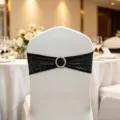 Elegante schwarze Pailletten Stuhlschärpe mit Strassring für Hochzeitsdekorationen - 15cm*35cm / Schwarz