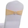 Champagne goud stretch stoellint met zilveren strass gesp - Goud