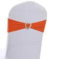 Elegante fascia elastica arancione per sedia con fibbia a cuore scintillante per matrimoni - Stile Arancione (YT260721-17) / 13cm*35cm