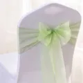 Light green organza chair bow sash for wedding and banquet decorations - 1 Piece / Light Green
