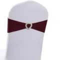 Fascia elastica per sedie bordeaux con fibbia a cuore argento per decorazione - Stile Rosso Vino Scuro (YT260721-21) / 13cm*35cm