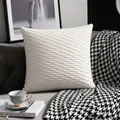 Luxury cream white velvet cushion cover with elegant pleated wave texture for sofa - Milk White