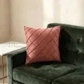 Premium square velvet cushion cover with elegant diamond pleated smocking in dusty rose pink - 50*30cm (Without Filling) / Dusky Pink