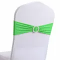 Lichtgroene elastische stoel sjerp met ronde strass gesp voor bruiloftsdecoratie - Fluorescerend Groen