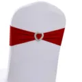 Fascia elastica rossa per sedia con fibbia a cuore argento per decorazioni nuziali - Stile Rosso Acceso (YT260721-22) / 13cm*35cm