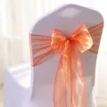Elegant orange organza chair sash bow for wedding banquet chair decoration accessories - 1 Piece / Bright Orange