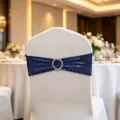 Königsblaue Pailletten Stuhlschärfe mit Strassschnalle für Hochzeitsdeko - 15cm*35cm / Saphirblau
