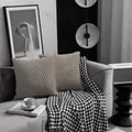 Solid beige pleated velvet throw pillow cover with elegant rippled texture design - Metallic Grey