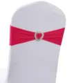 Fascia elastica rosa per sedie da matrimonio con fibbia a cuore strass - Stile Rosso Rosa (YT260721-23) / 13cm*35cm