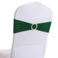 Donkergroene elastische stoelsjerp met zilveren gesp voor bruiloftsbanket decoratie - 13cm*35cm / Donkergroen