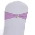 Fascia elastica per sedia lavanda con fibbia a cuore argento per eventi e matrimoni - Stile Viola Chiaro (YT260721-14) / 13cm*35cm