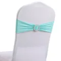 Muntgroene elastische stoelsjerp met fonkelende zilveren strass-gesp voor bruiloft - 13cm*35cm / Lichtblauw