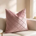 Luxury soft pink velvet throw pillow cover featuring elegant diamond quilted pattern design - 50*30cm (Without Filling) / Light Pink