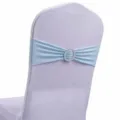 Lichtblauwe elastische stoelsjerp met strass gesp voor bruiloft banket decoratie - 13cm*35cm / Hemelsblauw