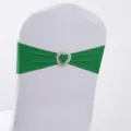 Fascia per sedia elastica verde con fibbia a cuore argento per decorazione banchetti - Stile Verde (YT260721-6) / 13cm*35cm