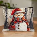 Borsa da viaggio per trucchi con pupazzo di neve di Natale - Stile Pupazzo Di Neve Acquerello Con Cappello Rosso E Sciarpa A Quadri Rossi (HZB250915--10) / Confezione da 10