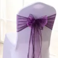 Elegant purple organza chair sash tied in a bow for wedding and banquet decoration - 1 Piece / Purple