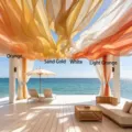 Transparente orangefarbene und goldene Stoffdrapierungen für Strandhochzeiten - Fall 30cm * 1m / Hellorange Farbmischung