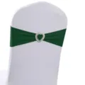 Fascia elastica per sedia da matrimonio verde scuro con fibbia di strass a cuore d'argento - Stile Verde Scuro (YT260721-30) / 13cm*35cm
