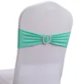 Turquoise spandex stoelsjerp met ronde strass gesp voor bruiloften en banketten - 13cm*35cm / Hemelsblauw