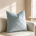Light blue velvet cushion cover with elegant diamond quilted pattern. - 50*30cm (Without Filling) / Ice Blue