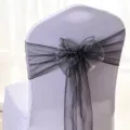 Elegant grey organza chair bow sash for wedding and banquet decoration - 1 Piece / Black and Gray