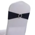 Marineblauwe elastische stoelsjerp met ronde strass gesp voor bruiloft banket decoratie - 13cm*35cm / Donkerblauw