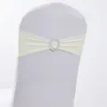 Elegante fascia elastica per sedia color crema con fibbia in strass a cuore per matrimoni - Stile Bianco Latte (YT260721-15) / 13cm*35cm