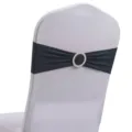 Elegante zwarte spandex stoelsjerp met zilveren strass gesp voor bruiloft banket decoratie - 13cm*35cm / donkergrijs