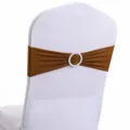 Elegante bruine elastische stoelsjerp met zilveren gesp voor bruiloft en banket - 13cm*35cm / Bruin