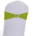 Fascia elastica verde per sedia con fibbia a cuore in argento per decorazioni nuziali - Stile Verde Erba (YT260721-24) / 13cm*35cm