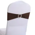 Bruine elastische stoelsjerp met decoratieve zilveren gesp voor trouwbanketten - 13cm*35cm / koffiekleur