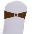 Fascia elastica marrone per schienale sedia con fibbia a cuore per banchetti - Stile Marrone (YT260721-27) / 13cm*35cm