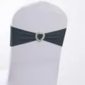 Fascia per sedia elasticizzata grigio scuro con fibbia in strass a cuore per nozze - Stile Grigio Scuro (YT260721-28) / 13cm*35cm