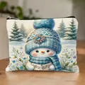 Borsa da trucco natalizia con pupazzo di neve blu - Stile Pupazzo Di Neve Che Canta Nella Neve Con Cappello In Maglia Blu (HZB250915--17) / Confezione da 10