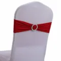 Elegante rode elastische stoelsjerp met zilveren gesp voor bruiloft banket decor - 13cm*35cm / Bordeauxrood