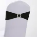 Elegante fascia elastica nera per sedie da matrimonio con fibbia decorativa in perle a cuore - Stile Nero (YT260721-9) / 13cm*35cm
